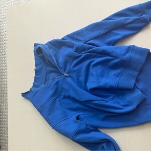Bright Royal Blue Half-Zip Pullover Sweatshirt